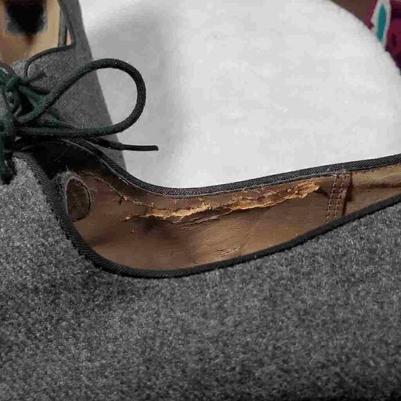 Liz Claiborne Heels Womens 7.5 Sabrina Pump Grey Wool Fabric Lace Up Almond Toe - Picture 9 of 9